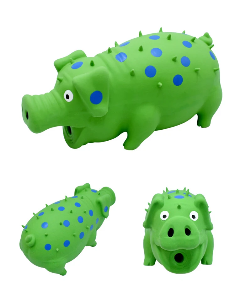 Squeaky Pig Dog Toys Dots Latex Dog Chew Toys with a Oinks Sound Durable Squeaker Grunting Pig Dog Squeeze Toy