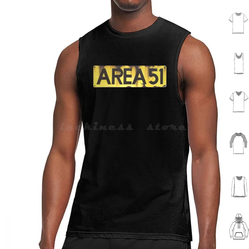 Area 51 Logo Camisetas sin mangas Chaleco Sin mangas Área 51 Gris Eloah Dulce Base Crash Roswell Abducciones Vaca Mutilaciónciones Reptilianos