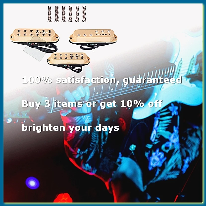 3Pcs Alnico V Single-Coil-Sized Humbuckers Neck Middle Bridge Pickups for Electric Guitar Replacement
