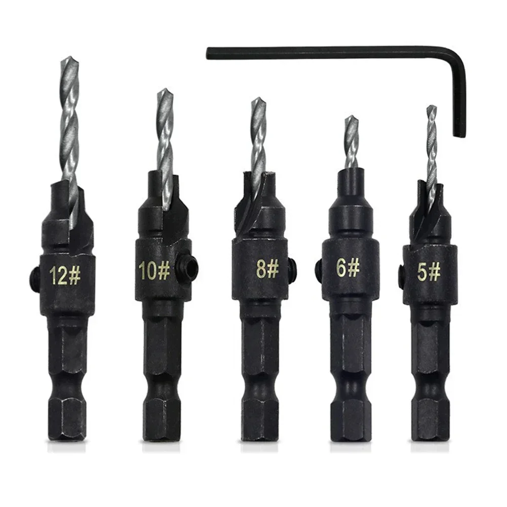 

10 pcs Countersink Drill Bits for Woodworking Projects with Quick Change Hex Shank Compatible with Standard Screws