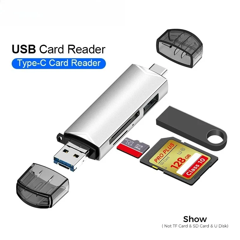 

Устройство чтения карт OTG 6-в-1 типа C — USB 3.0 — адаптер TF/SD для телефона, ПК, камеры, многофункциональное устройство чтения флэш-накопителей USB