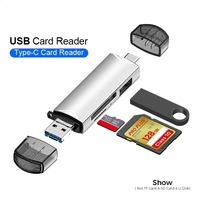 6-in-1 OTG Card Reader Type C to USB 3.0 - TF/SD Adapter for Phone PC Camera Multifunctional USB Flash Drive Reader