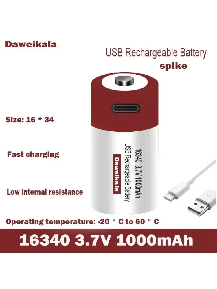 1 à 10 pièces nouvelles piles SHSEJA CR123A/123/ICR16340 – Lithium-Ion 3.7V 1000mAh, charge rapide USB