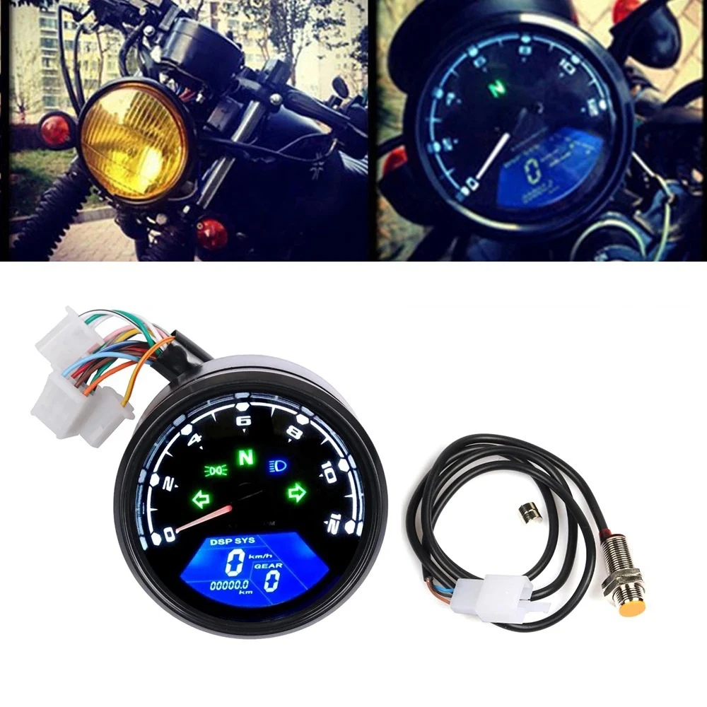 Motorcycle Instrument LCD Instrument Odometer Tachometer Speedometer Digital LCD Oil Gauge with Induction Sensor