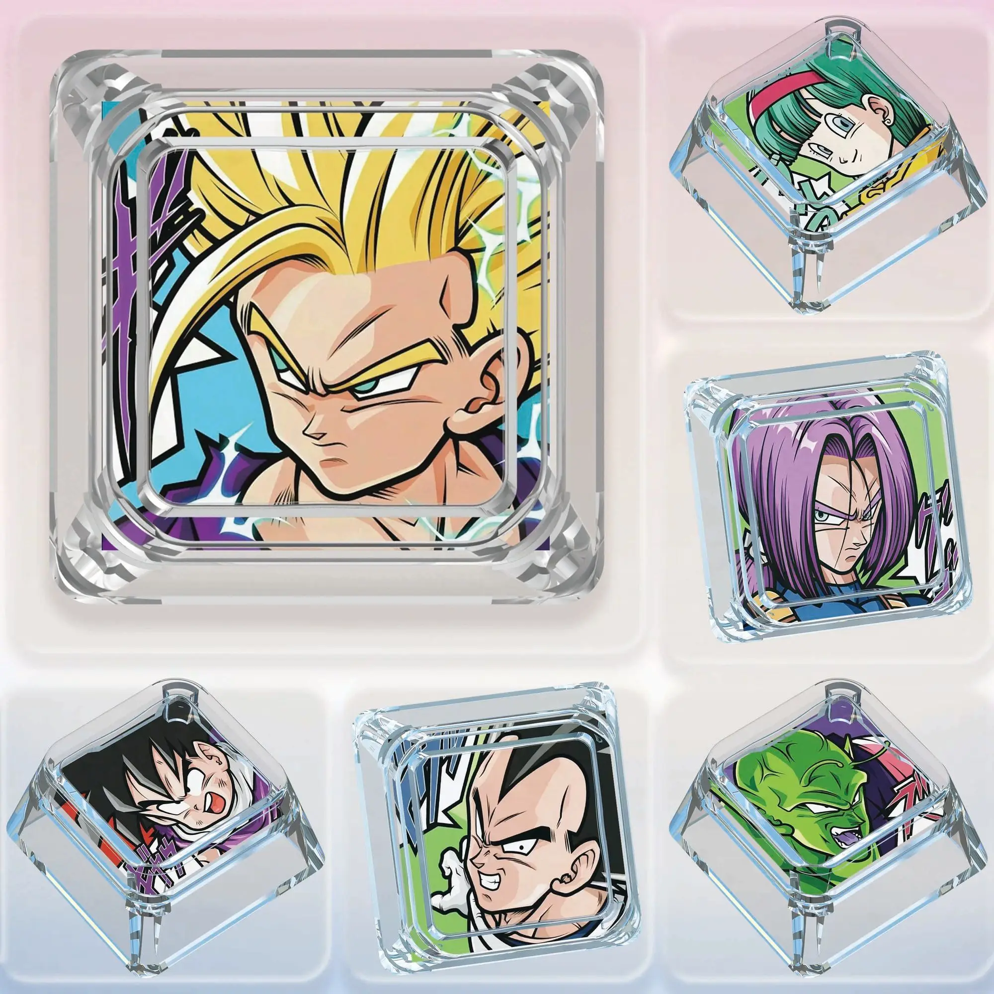 Dragon Ball Vegeta Iv Son Goku Transparent Mechanical Keyboard Keycap Personalized Creative Light-Transmitting Keycap Gift Toys