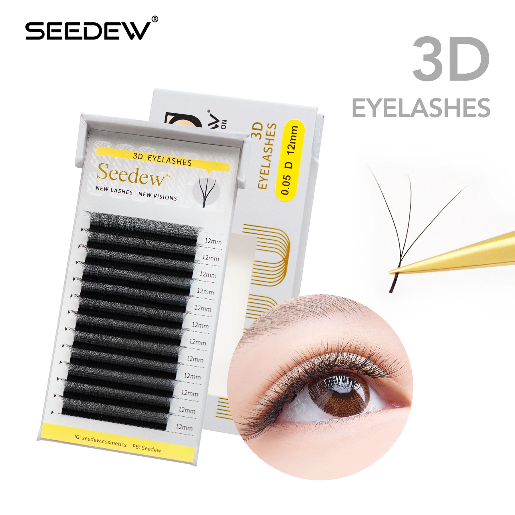 

SEEDEW Mink 3D Premade Fans Makeup Maquiagem W Shape Professional Individual Lashes Full Dense Synthetic Hair Soft