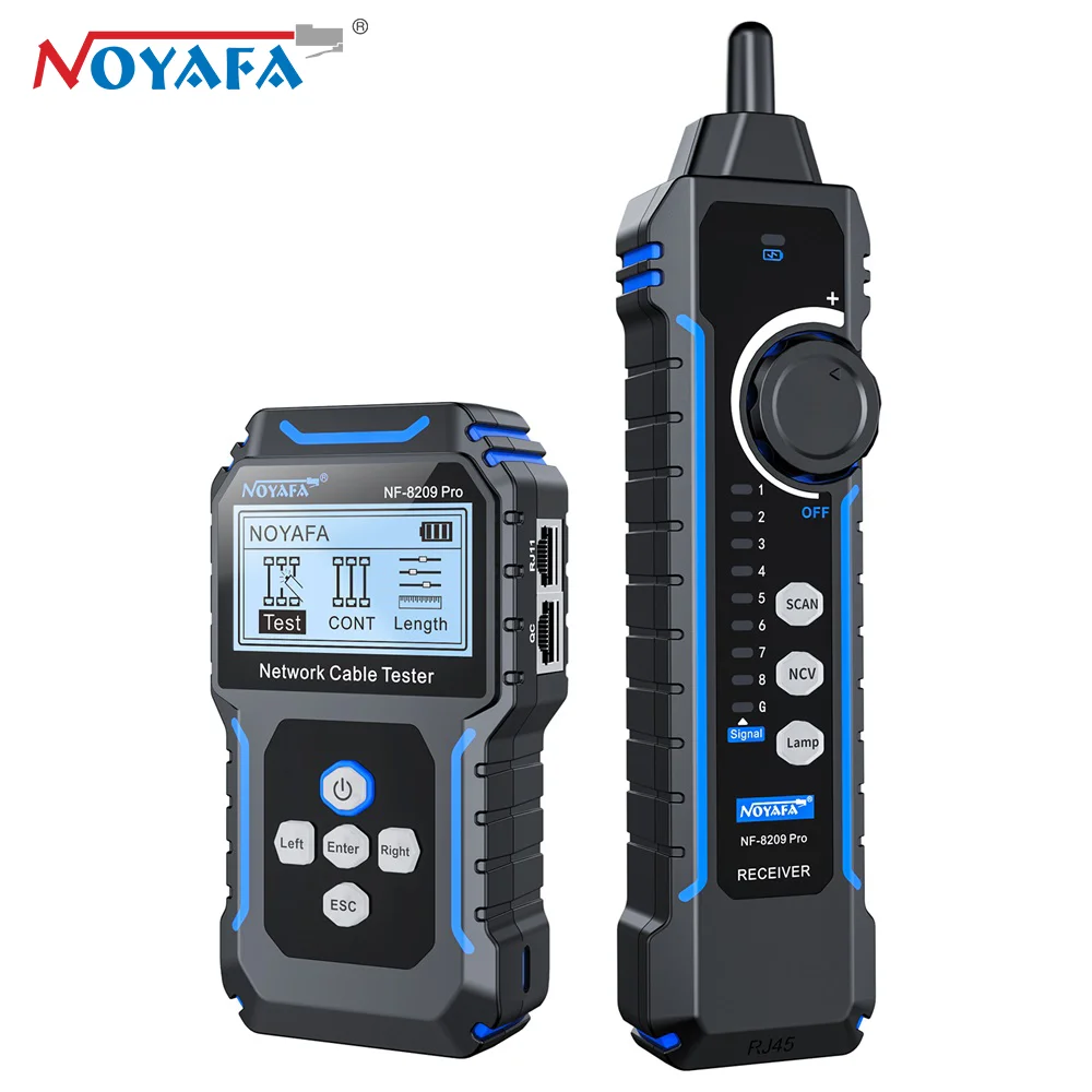 

NOYAFA NF-8209Pro Тестер сетевого кабеля 2025 Кабельный трекер Cat5 Cat6 Тестер PoE Обнаружение длины Тест непрерывности с NCV и лампой