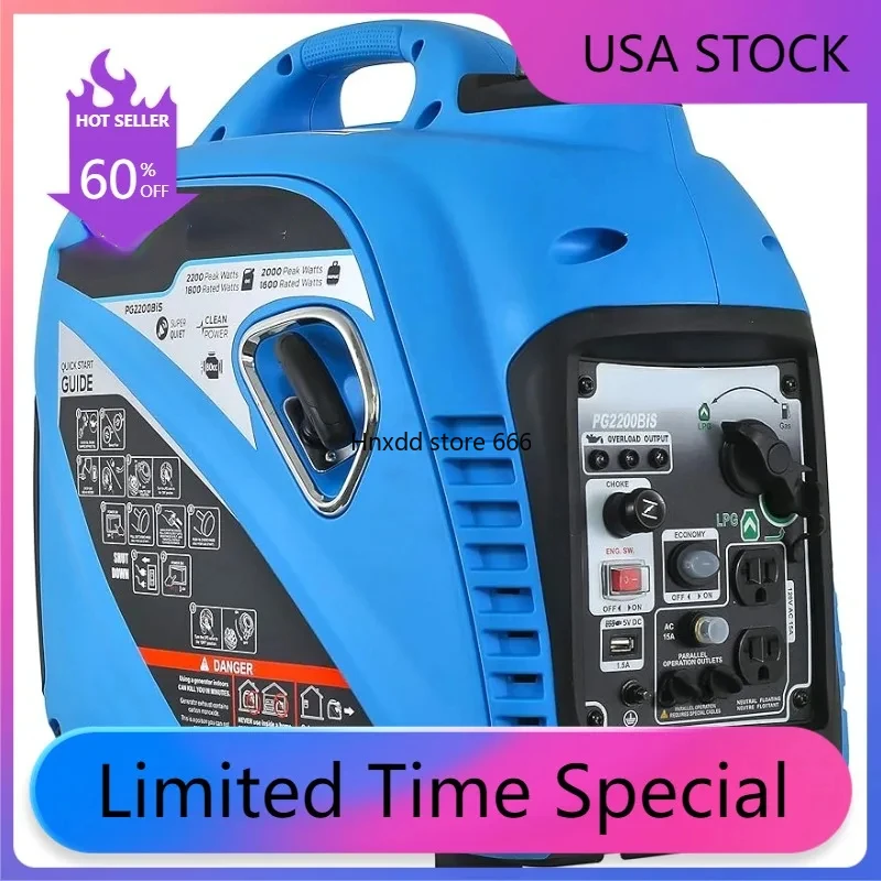 2,200W Portable Dual Fuel Quiet Inverter Generator with USB Outlet & Parallel Capability, CARB Compliant, PG2200BiS