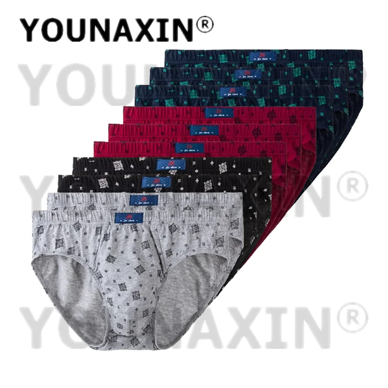 YOUNAXIN 10 Underwear Men's Briefs Panties Breathable Underpants Male Knickers Wholesale L XL 2XL 3XL 4XL