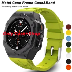 Luxury Modification Kit for Samsung Galaxy Watch Ultra 47mm Stainless Steel Case Silicone Strap for Ultra 47mm DIY Accessorie