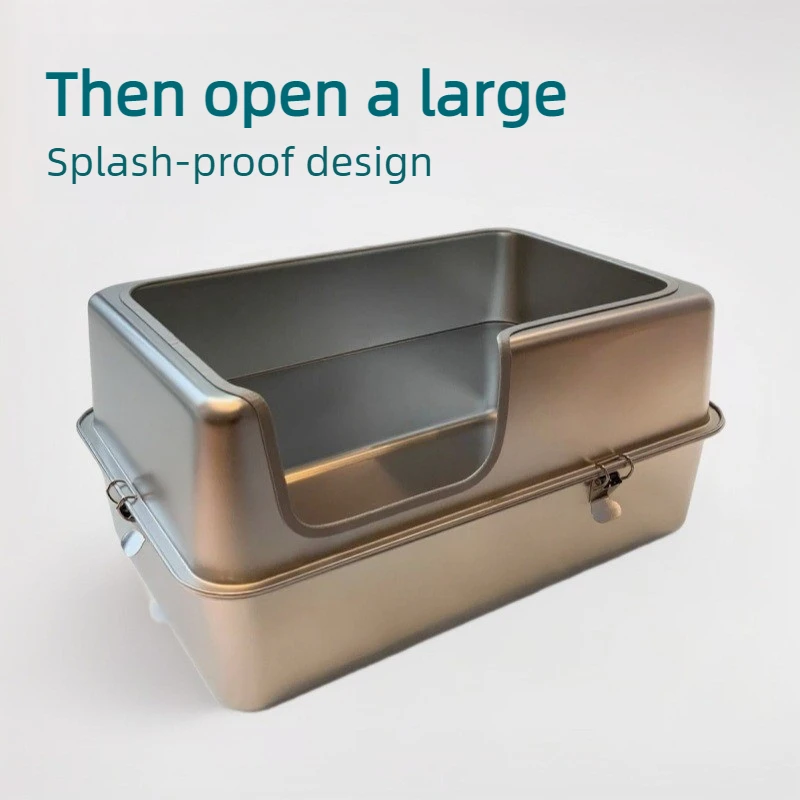 Caja de arena para gatos acero inoxidable extra grande lados altos - imagen 2