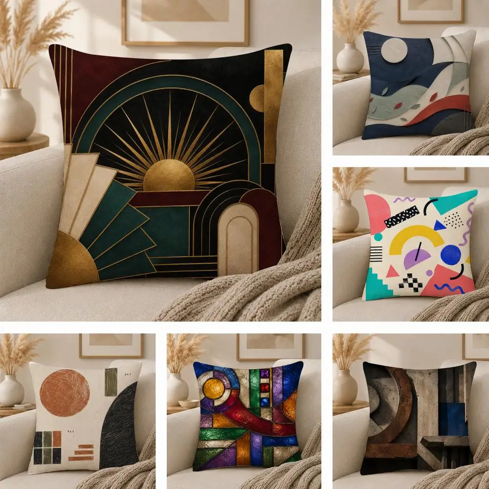 Geometric Wall Art Decor Cushion Cover  Plush Fabric Soft Double Sided Print Sofa Cushion Cover Throw Pillow Covers