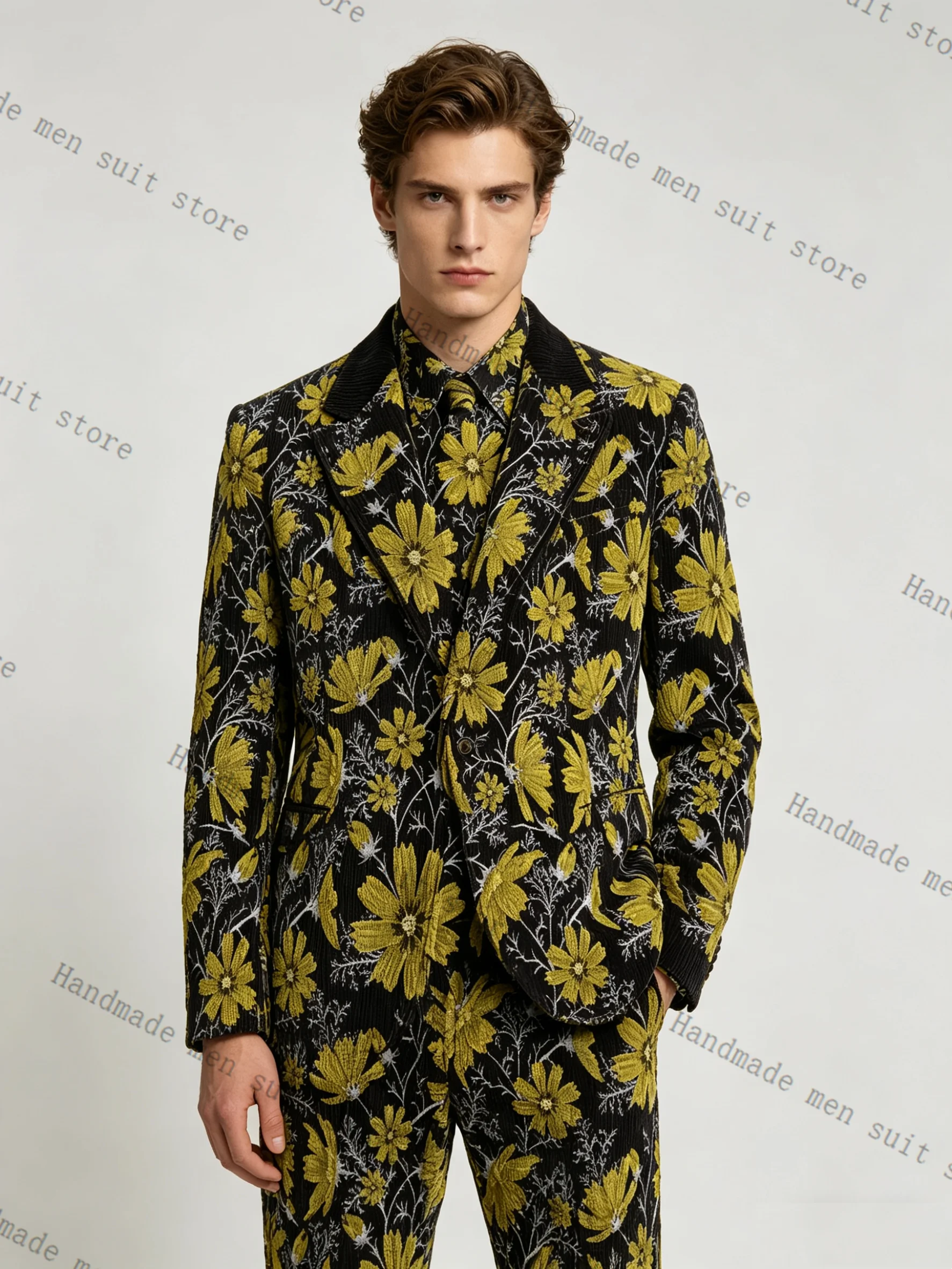 Yellow Printed Men Suit Set 2  - Formal Wear For Men Yellow review and price