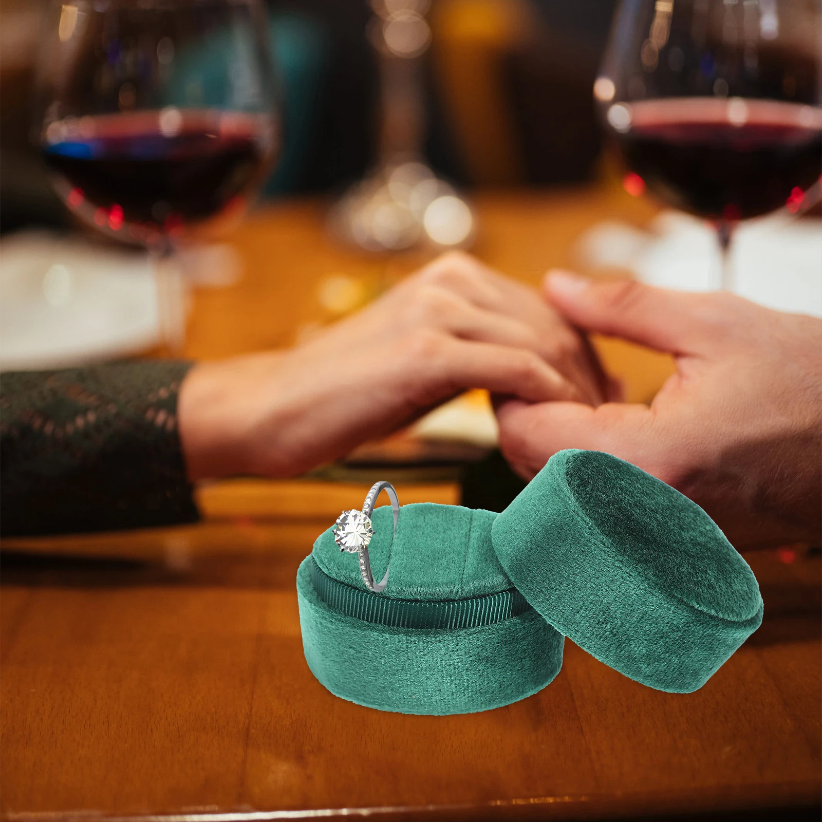 

Chic Green Box Couples Jewelry Holder Delicate Vintage Velvet Portable Organizer For Engagement
