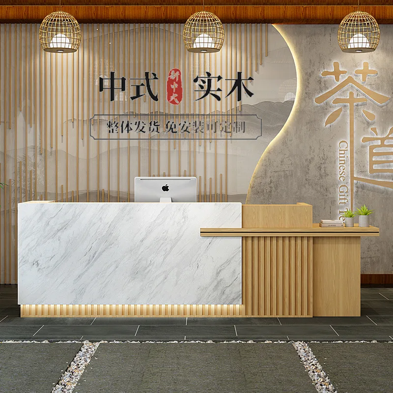 Training Institution Checkout Counters Modern Chinese-style Solid Wood Checkout Counters Company Reception Furniture Kassa JT40C