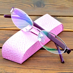 Clara Vida TR90 Comfort Temples Oval Frame Half-rim Spectacles Multi-coated Lenses Fashion Reading Glasses +0.75 To +4 with CASE