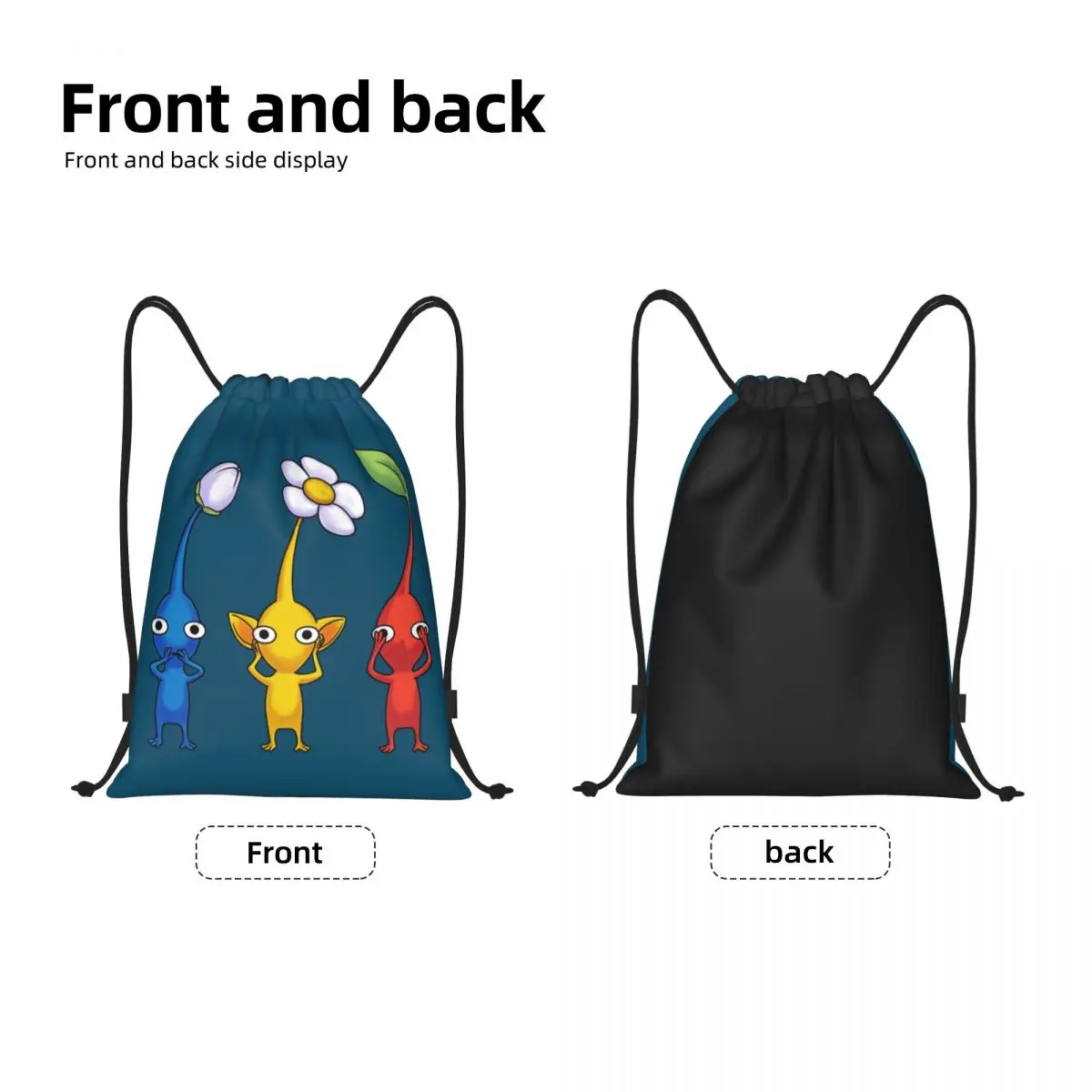 Custom Pikmins Play Gamer Drawstring Bags Women Men Portable Sports Gym Sackpack Shopping Storage Backpacks