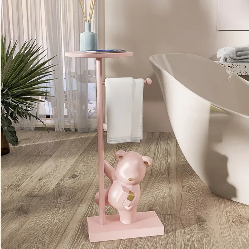 

Unique No-Hole Bathroom Paper Towel Holder - Charming Bear Decor Wall Shelf Creative Toilet Side Storage