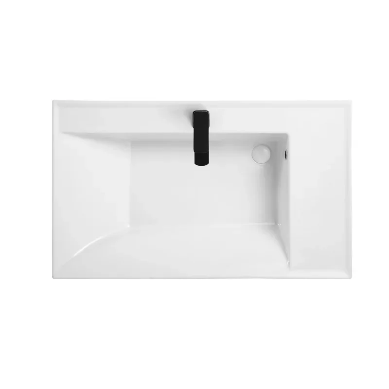 Ceramic integrated basin bathroom cabinet, side widened countertop integrated