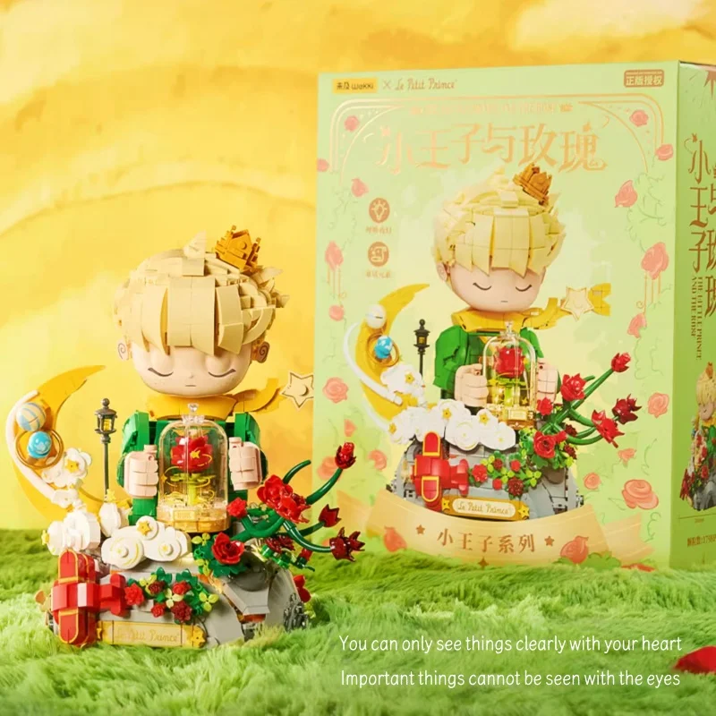 Nuovo! Piccolo Principe e Rosa assemblato modello di blocco puzzle giocattolo collezione desktop ornamento regalo di compleanno.