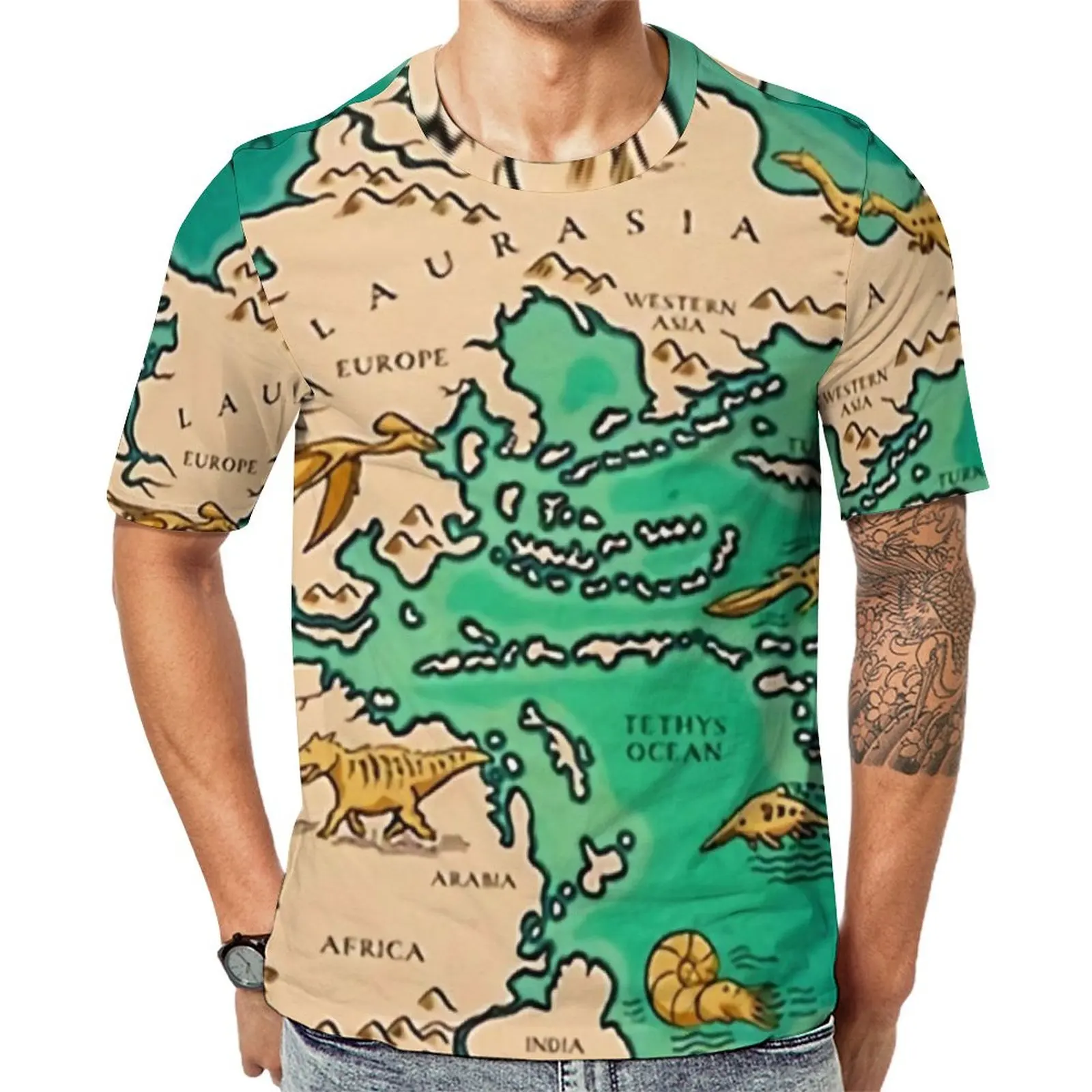 Male Earth Map T-Shirt Map of The World Fashion T-Shirts Short-Sleeved Design Tshirt Cheap Summer Y2K Casual Oversized Clothes