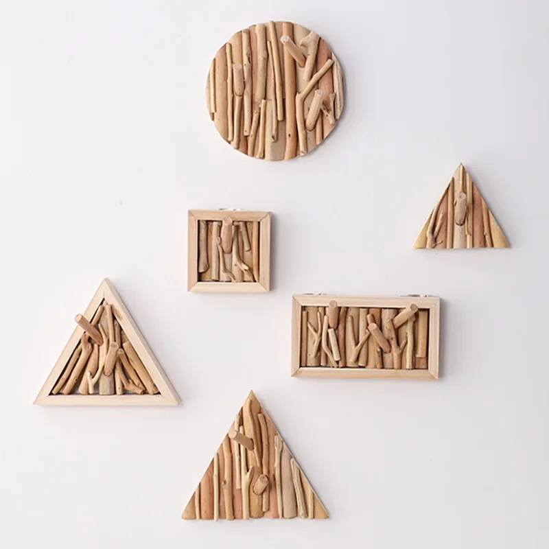 log hook, entrance entrance door coat hook, wall hanging wooden hanger
