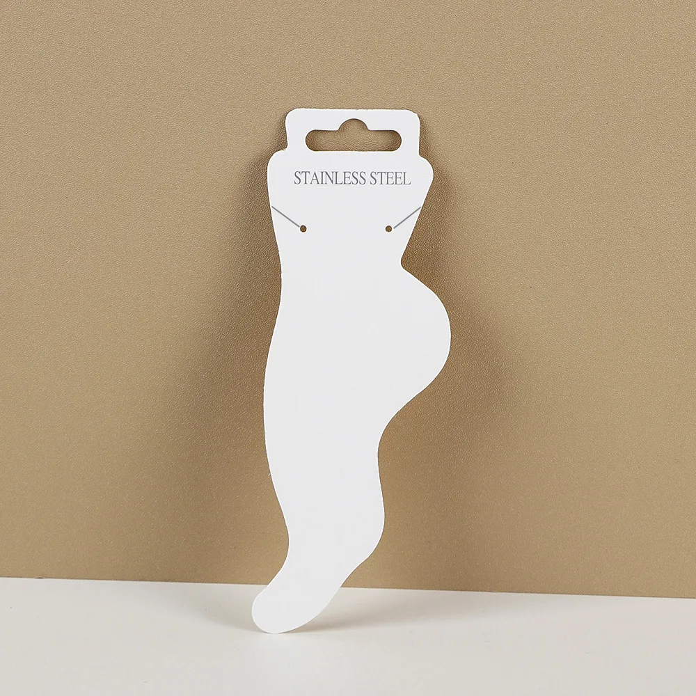 White Foot-shaped Paper Card For Anklet DIY Jewelry Making Stainless Steel Fashion Jewelry Packaging Display Holder Wholesale