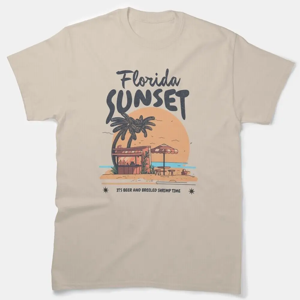 

Golden Glow Over The : Celebrate Florida Sunset On Unisex summer T-shirt Cotton fashion couple clothes