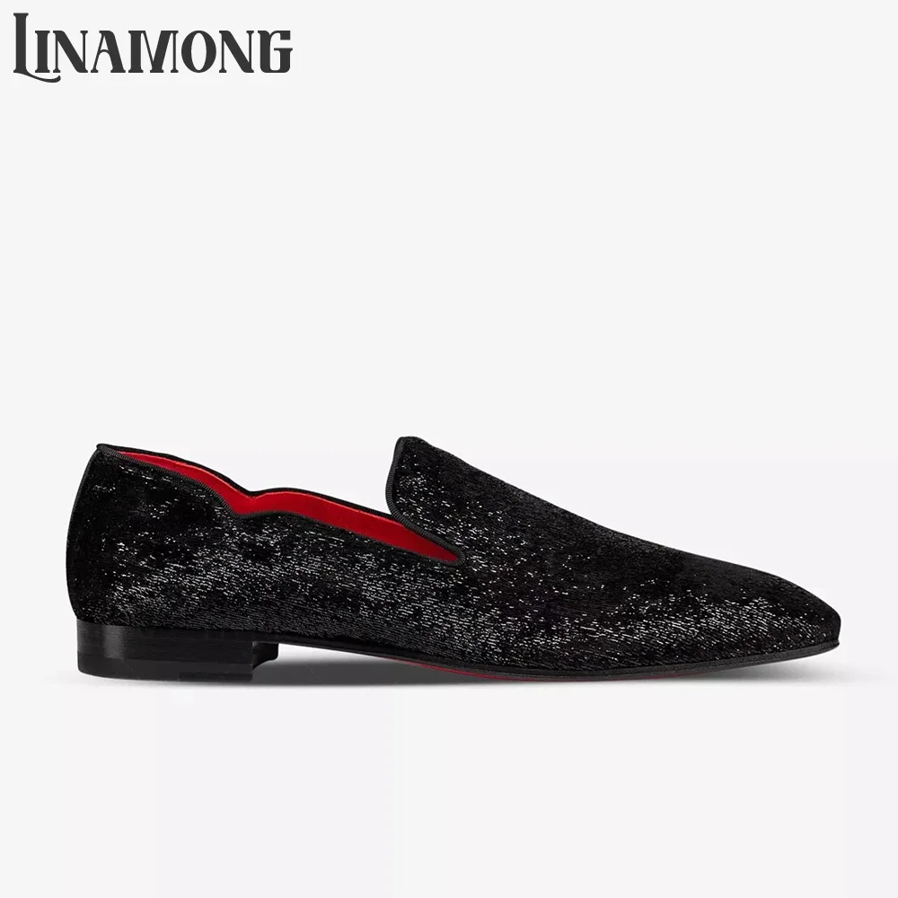 Elegant Petal Shaped Loafers for Men Stylish Slip on Comfortable Leather Shoes Black Leather Suede Handmade Luxury Wedding Shoes
