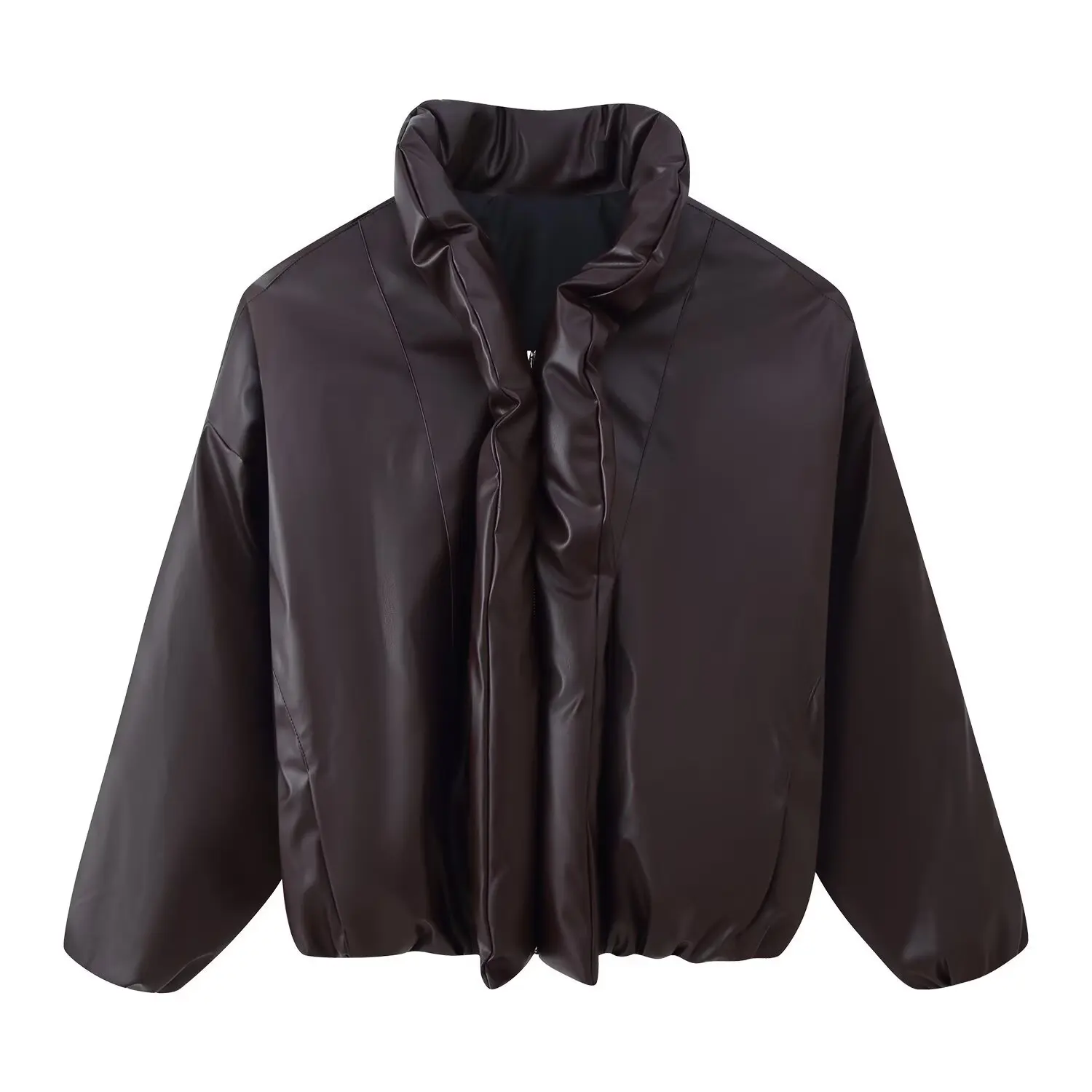 アメリカの冬の新しいファッション、多用途でゆったりとしたスタンドカラーのジッパー付きコットンジャケット、PUレザージャケット、コットンコート