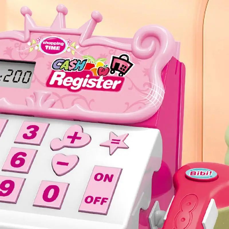 Caja registradora para niños, caja registradora de supermercado, juguete para jugar dinero para aprender, caja registradora de supermercado simulada con escáner