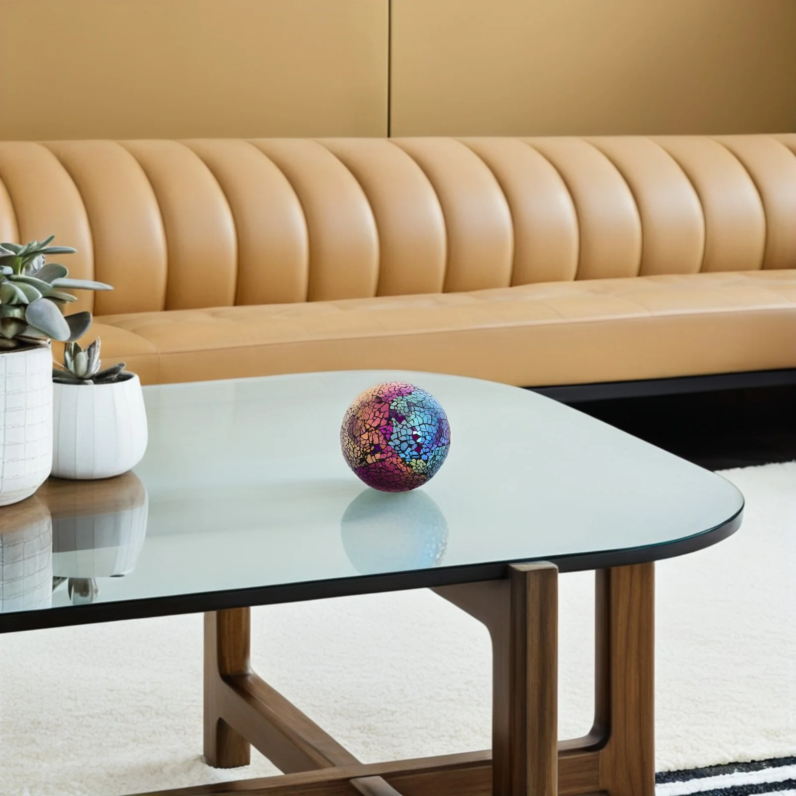 

3 Mosaic Garden Balls Glass Decorative Orbs 4 Inch Sunlight Reflective Unique Design Glass Spheres Home Decor Centerpiece