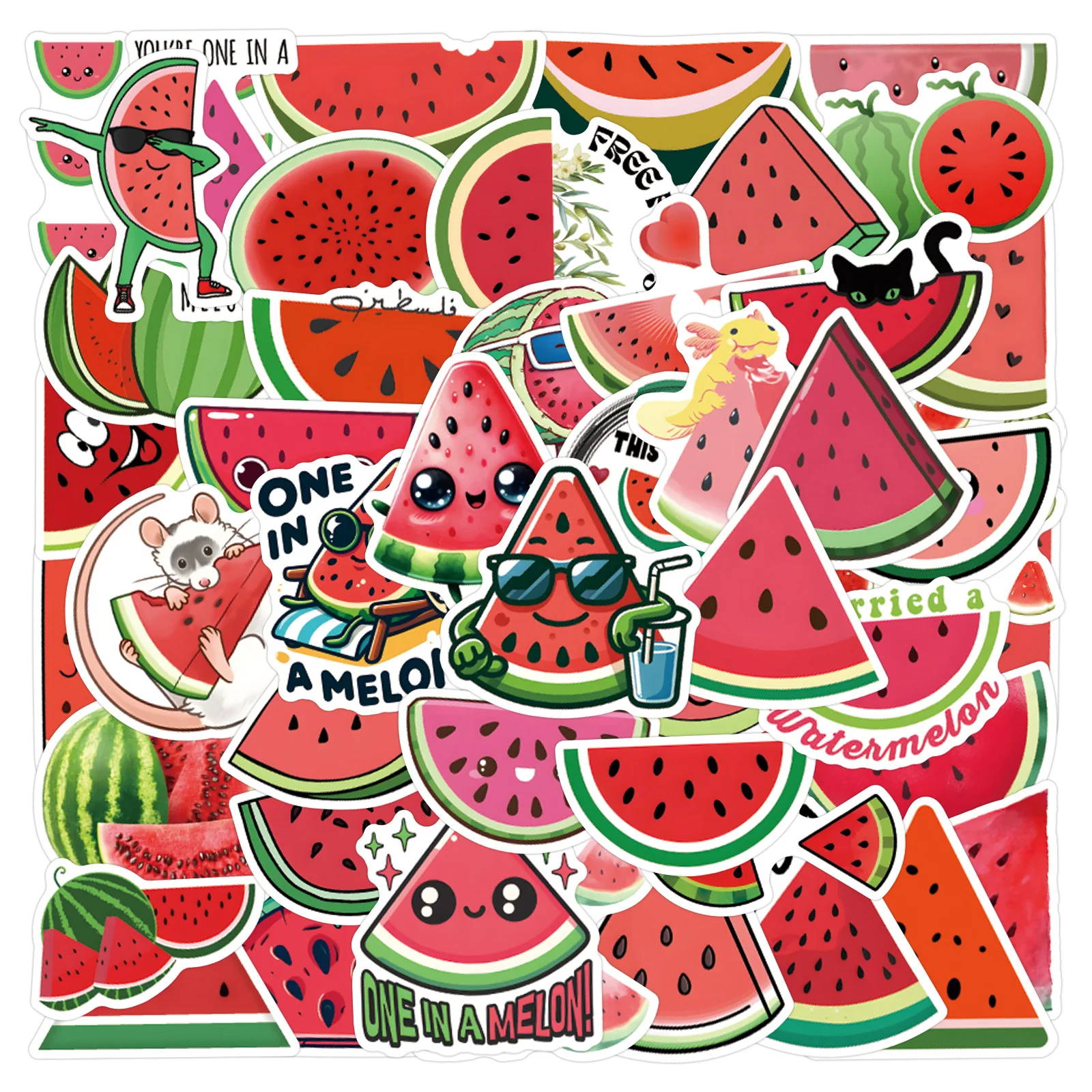 

55PCS Watermelon Stickers Cartoon MEME DIY Graffiti Decoration Notebook Water Cup Headphones iPad Waterproof Stickers Kids Toy