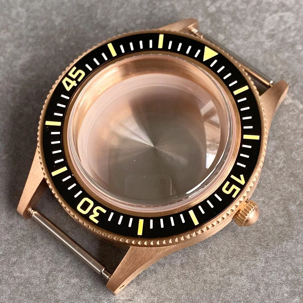 Tandorio New 40mm Diving Bronze Watch Case Double Dome Sapphire Glass fit NH35A NH36 ETA2824 PT5000 Movement 200m waterproof