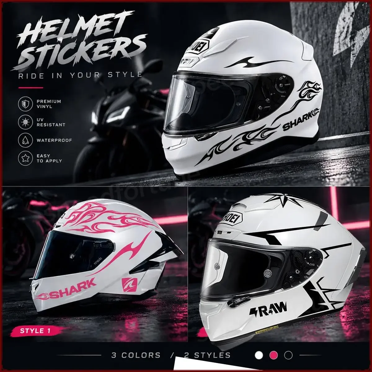 Motorcycle Helmet Flame Decals Premium Vinyl Helmet Stickers Waterproof Helmet Decor Sticker for Motorbike Helmet Modification