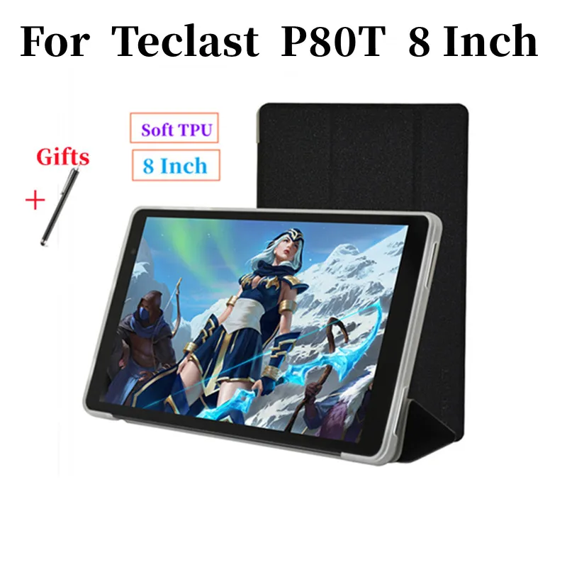 

Ultra Thin Three Fold Stand Case For Teclast P80T 8 inch Tablet Soft TPU Drop Resistance Cover For p80t New Tablet