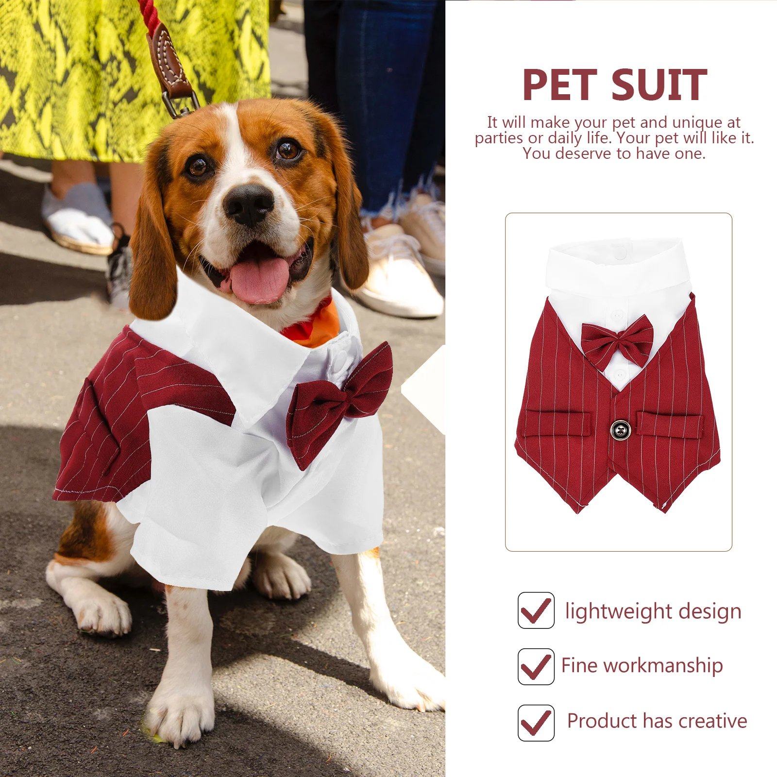 

Dog Apparel Clothes for Pets Small Tuxedo Outfit Vest Custom Wedding Polyester Medium Body Suit Formal Dress