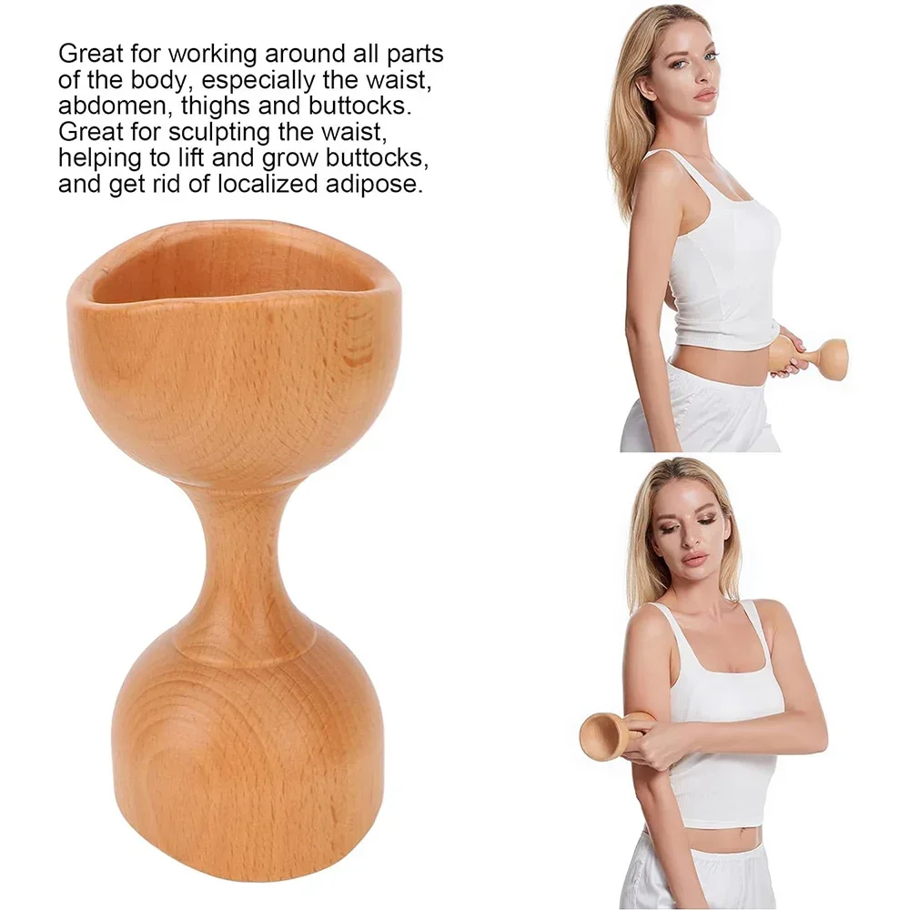 Wooden Handheld Massage Cup Scraping Massager Wood Massage Tools for Body Shaping, Cellulite Remover, Muscle Pain Relief