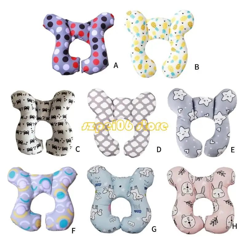 45BF تنفس U على شكل وسادة مسند للرقبة للرضع ميزة غطاء قابل للغسل قابل للإزالة لعربات الأطفال مقعد السيارة راحة السفر #4