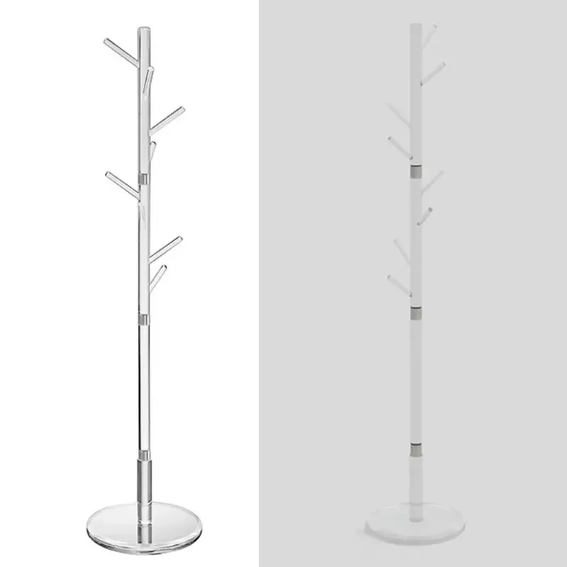 Clear Acrylic Coat Rack Stand with 8 Hooks Freestanding Lucite Clothes Hanger Tree for Bedroom Entryway Organizer Display