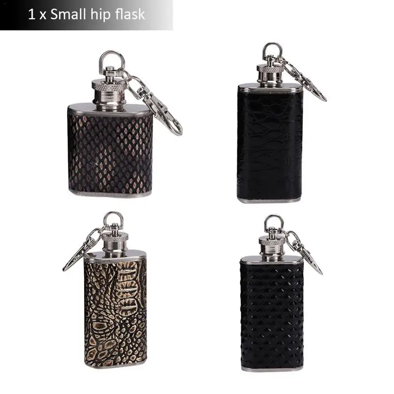 Classical Style Stainless Steel Portable Hip Flask Hip Flask Wine Whiskey Hip Flask With Keychain Bag Travel Wine Cup