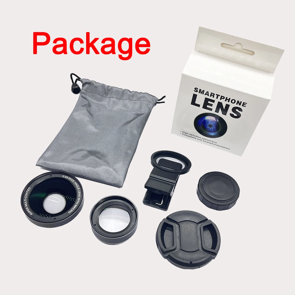 New HD Glass 0.6x Super Wide Angle Lens with 15x Super Macro Lens for iPhone Samsung Smartphones 37mm Camera Phone Lens Kit