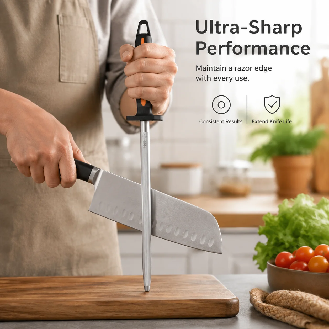 Professional Knife Sharpening Rod & Steel Stick, High Efficiency Kitchen Sharpener For Home,  Fast Sharpening Tool
