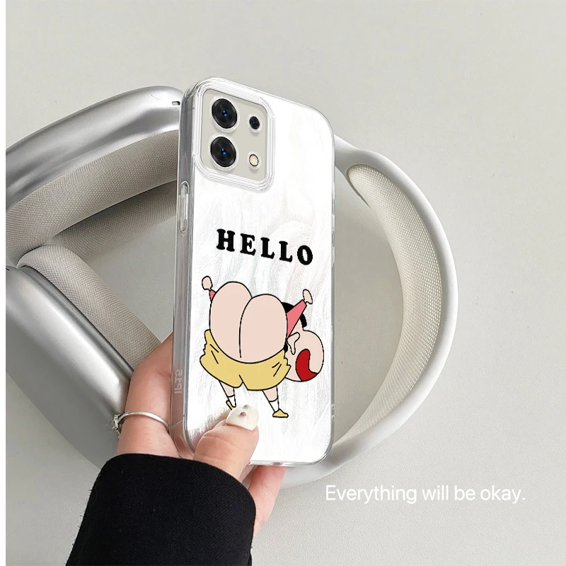 Feather Yarn Cute C-Crayon Shin-chan Phone Case for Redmi Note 13 12 11 10 9 ProPlus 13C 12C 10C 9C A2 A1 Shockproof Back Covers