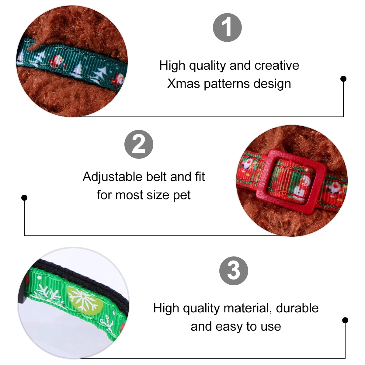 

4 Pcs Pet Collar Large Xmas Bells for Dogs Christmas Cat Necklace Lovely with Flashing