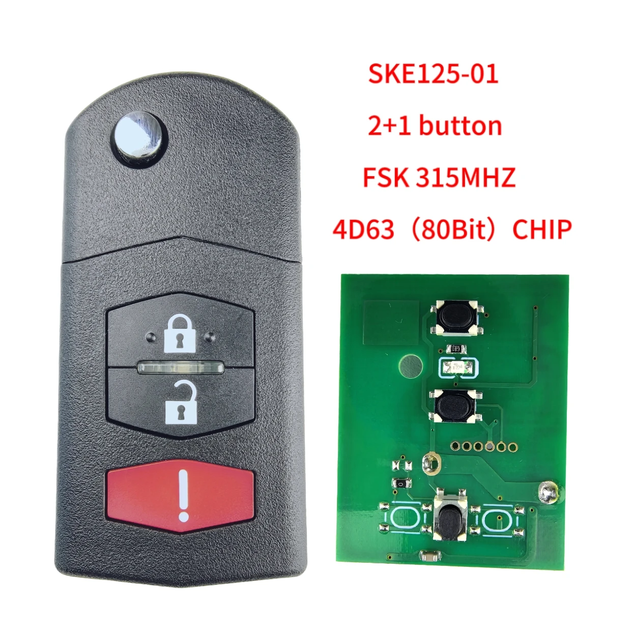 Jingxin Klappbarer Autoschlüssel 315Mhz 4D63Chip für Mazda 2 3 5 6 8 CX-7 CX-9 MX-5 BGBX1T478SKE125-01 CC43-67-5RYC Fob 3/4 Tasten – Detail 2