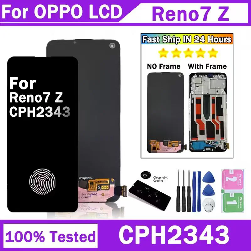 6.43 "Super Amoled dla Oppo Reno7 Z Reno 7Z Reno7Z 5G CPH2343 wyświetlacz LCD z ramką ekran dotykowy Digitizer zgromadzenie