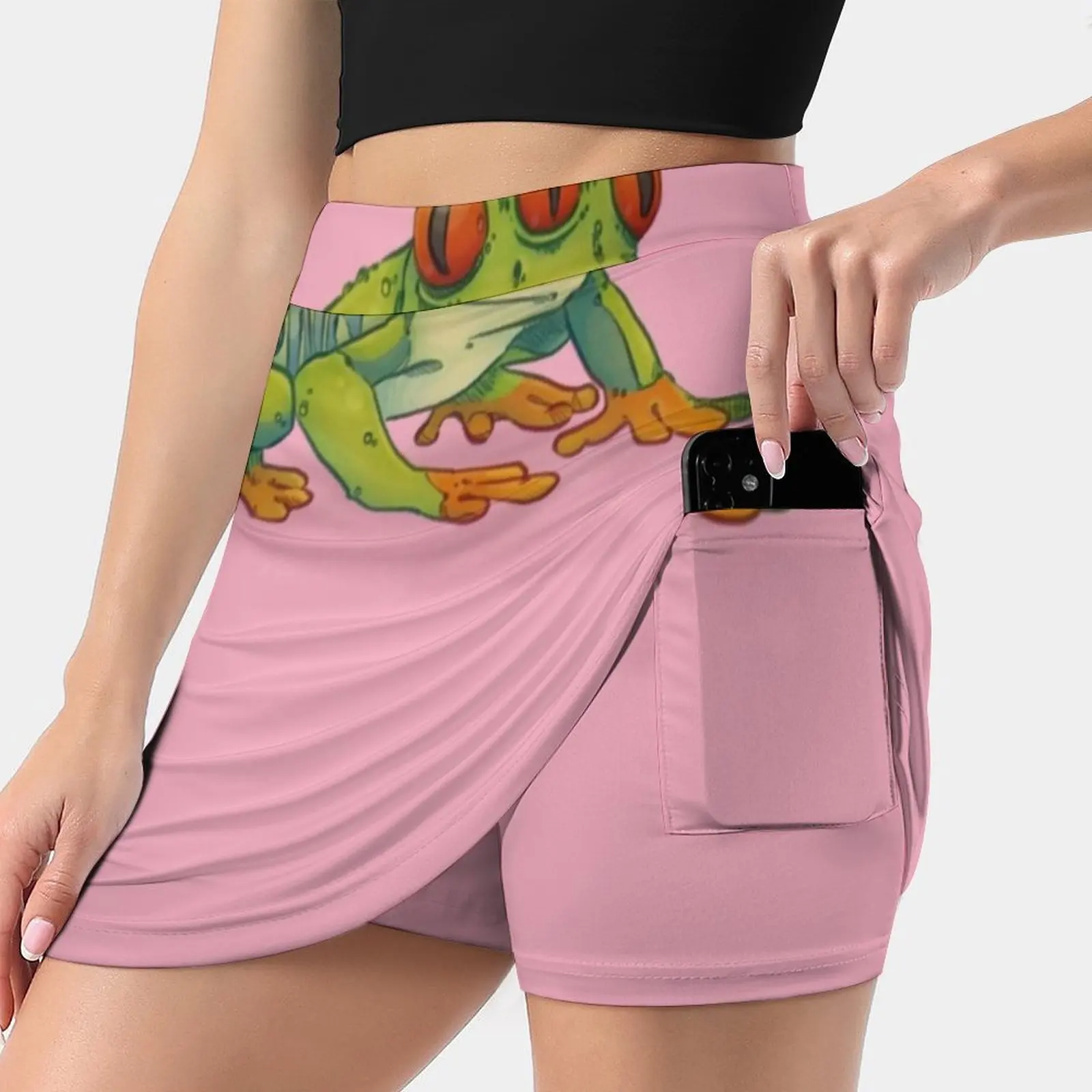 3 Eyes Frog Women's skirt Aesthetic skirts New Fashion Short Skirts Eye Eyes Frog Toad Animal Nature Weird Pink Green Red