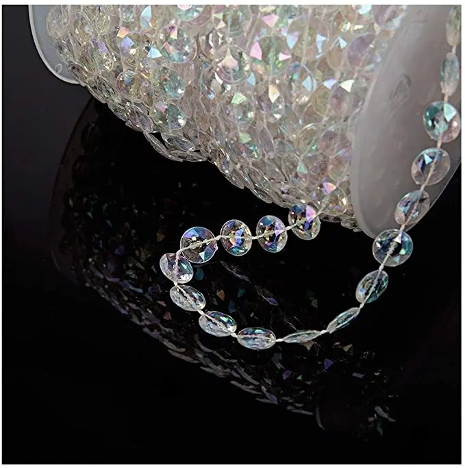 99FT Acrylic Clear Crystal Beads Diamond Garland for Doorway Beads String Curtain Wedding Birthday Party Decorations Arts Crafts