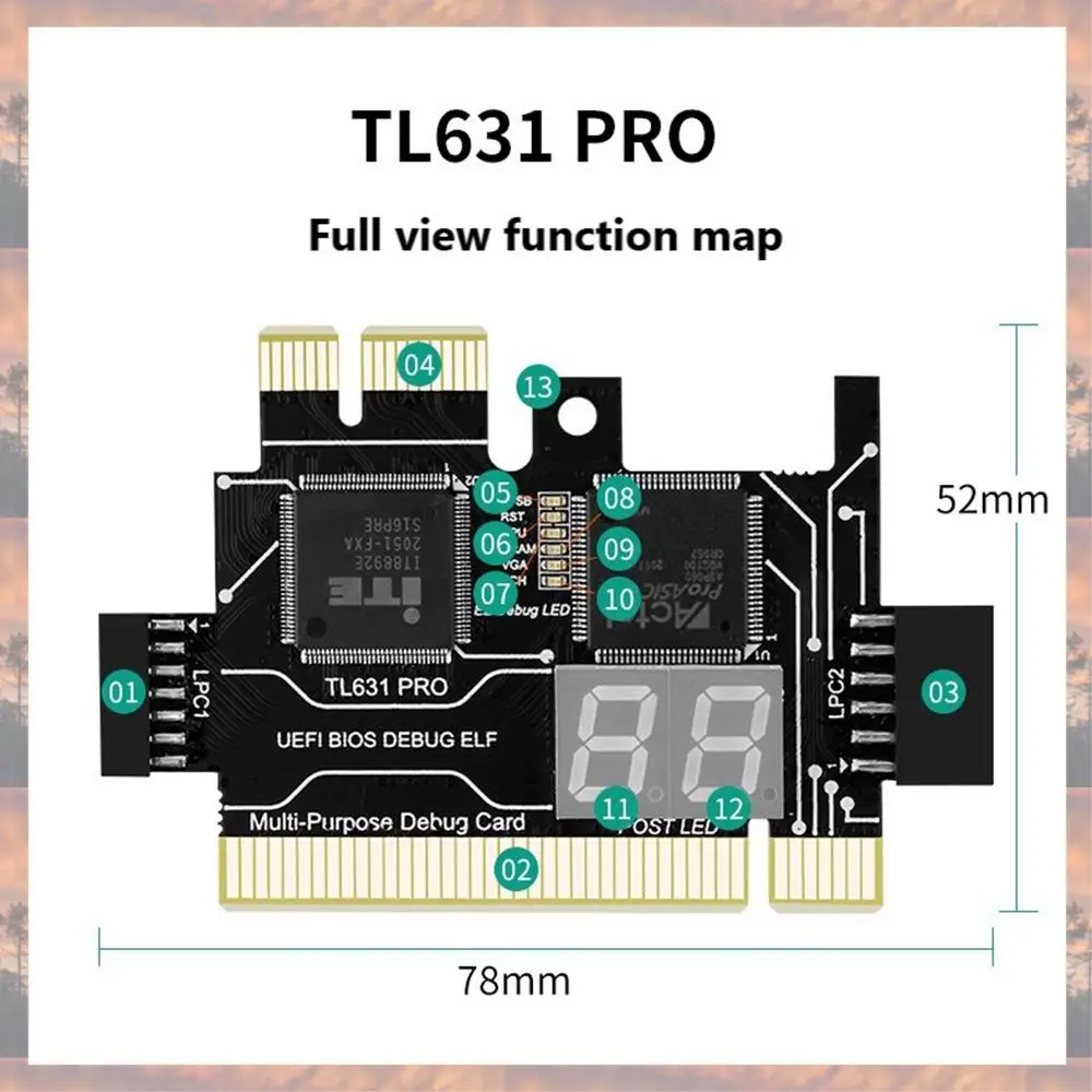 

2025 New-TL631 Pro Multifunction Desktop Laptop LPC-DEBUG Post Card PCI PCI-E Mini PCI-E Motherboard Diagnostic Analyzer Tester